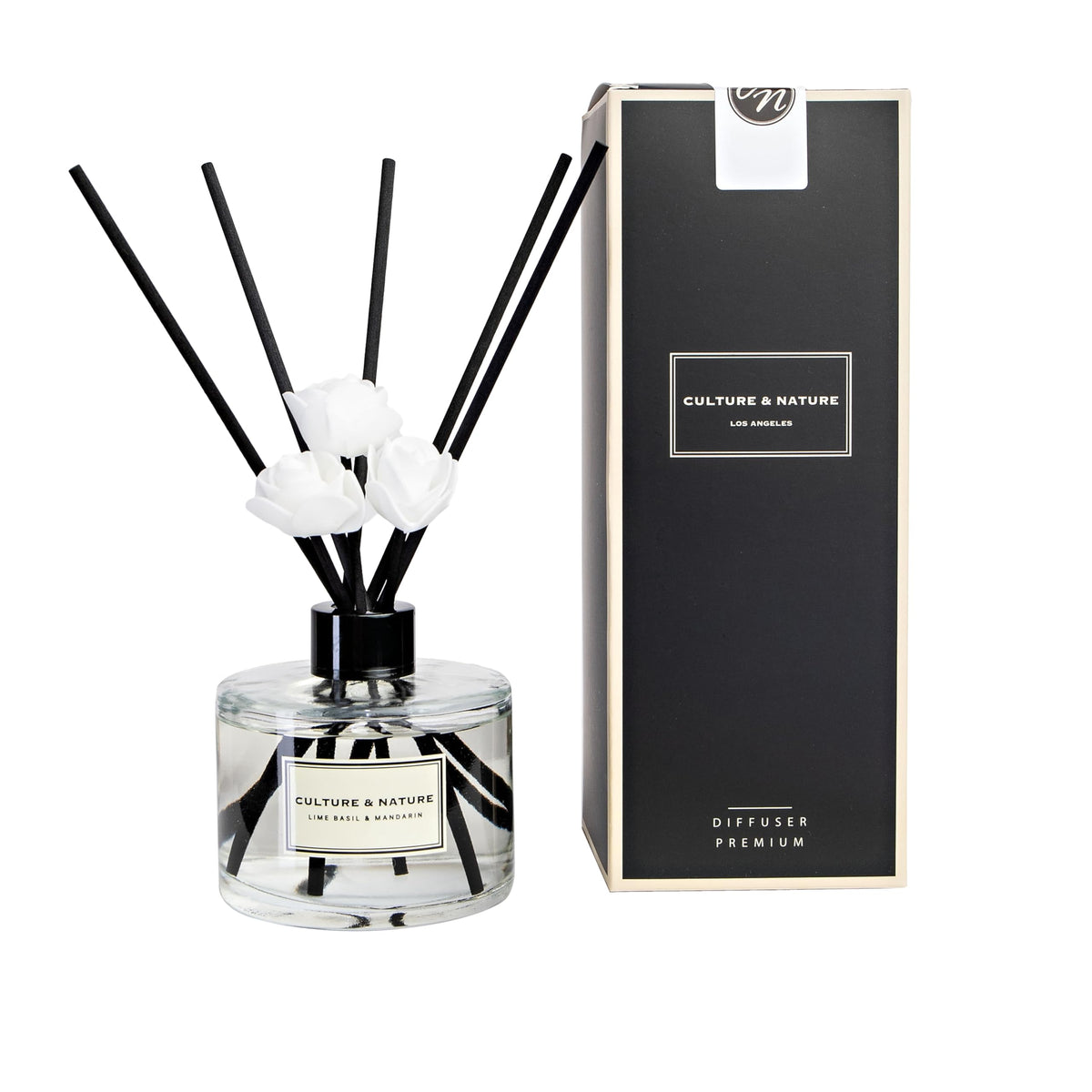 CULTURE & NATURE Reed Diffuser Set 6.7oz (200ml) Black Rose Scented Diffuser with Sticks Home Fragrance Reed Diffuser for Bathroom Shelf Decor