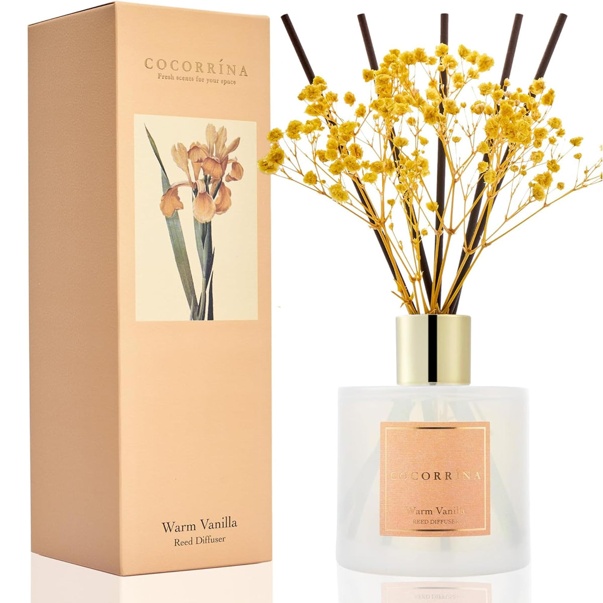 Cocorrína Reed Diffuser Set, Clean Linen 6.7 fl oz Scented Diffuser with Sticks Home Fragrance Reed Diffuser for Bathroom Shelf Décor