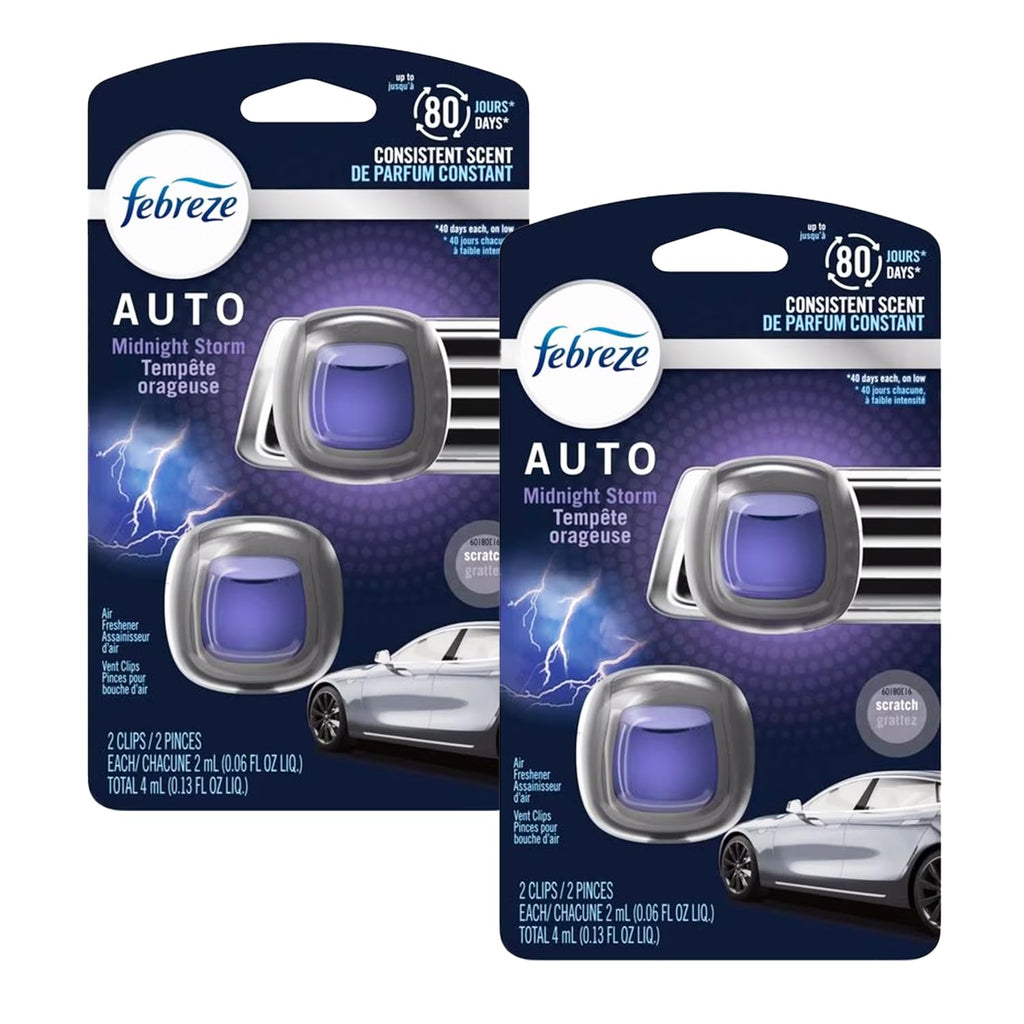 Febreze Car Air Freshener Vent Clip Platinum Ice Scent, .07 oz. Car Vent Clip, Pack of 4