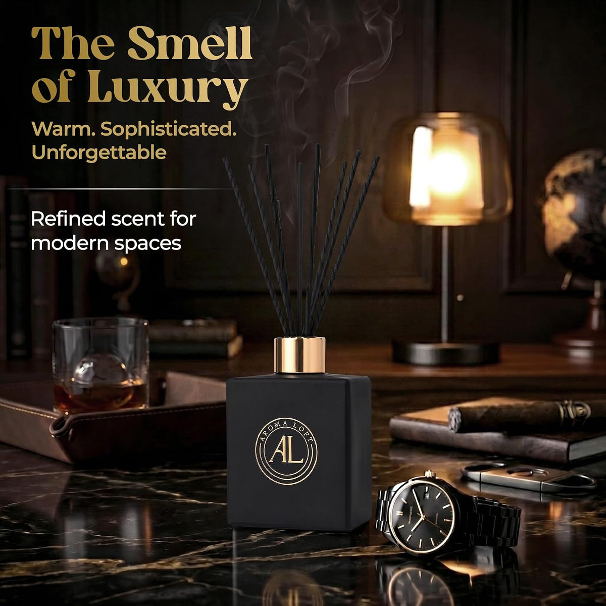 Black Reed Diffusers for Home | Premium Fragrance Diffuser | Reed Diffuser Sticks in Oil Set with Sunlit Citrus Scent | Smell Good Stuff | Long-Lasting Oil for Bathroom & Office (5 oz)