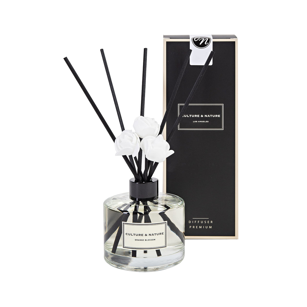 CULTURE & NATURE Reed Diffuser Set 6.7oz (200ml) Black Rose Scented Diffuser with Sticks Home Fragrance Reed Diffuser for Bathroom Shelf Decor