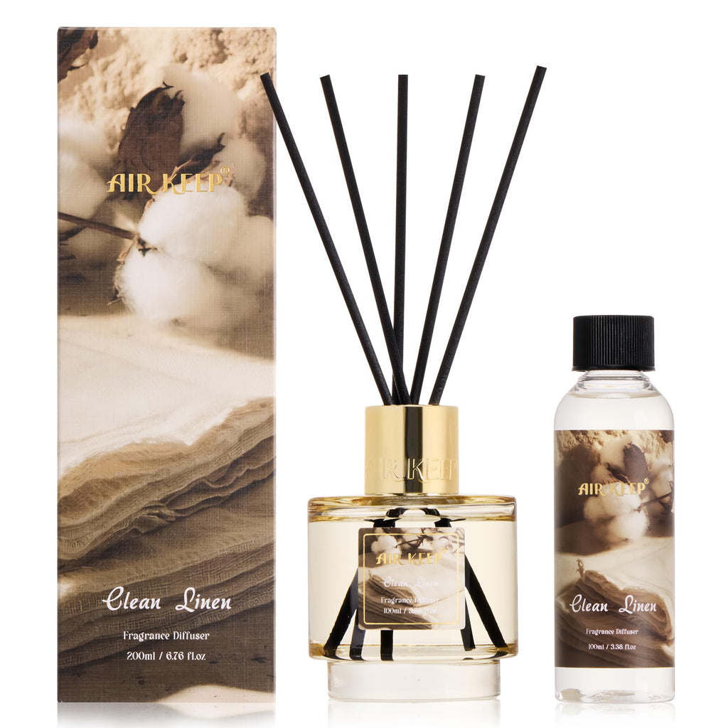 Airkeep Reed Diffuser Set with Refill & 8 Reed Sticks, 6.96 fl oz Lavender Whisper Home Fragrance, Long Lasting Aromatherapy Diffuser for Bedroom, Bathroom & Living Room