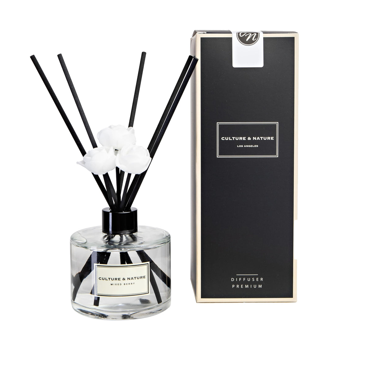 CULTURE & NATURE Reed Diffuser Set 6.7oz (200ml) Clean Cotton Scented Diffuser with Sticks Home Fragrance Reed Diffuser for Bathroom Shelf Decor