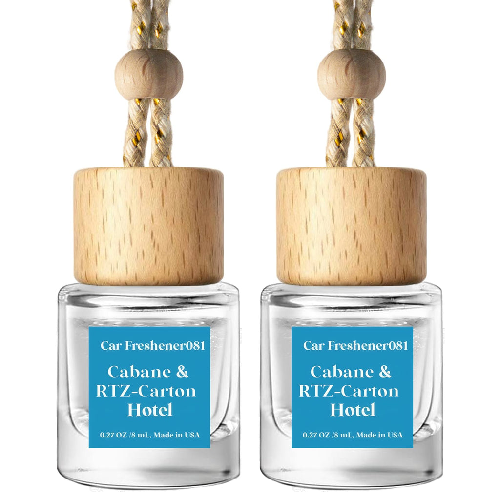 C Classy Car Air Freshener Hanging 2 Pack, Mahogany Teakwood Essential Oil Diffuser, Cute Glass Bottle, Long-Lasting Fragrance Car Accessories for Women & Men, Made in USA