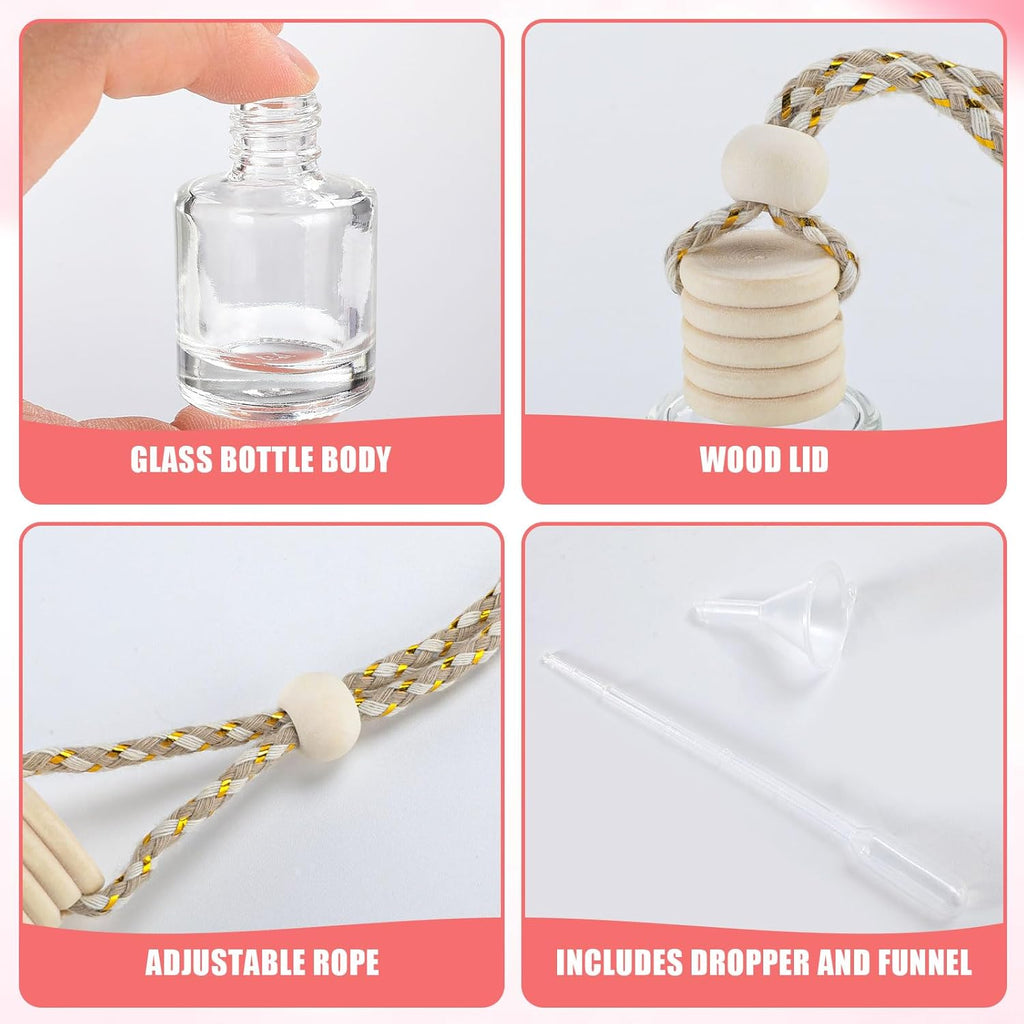 20 Pcs Car Diffuser Bottle Set,Empty Glass Car Air Freshener Bottle Bulk