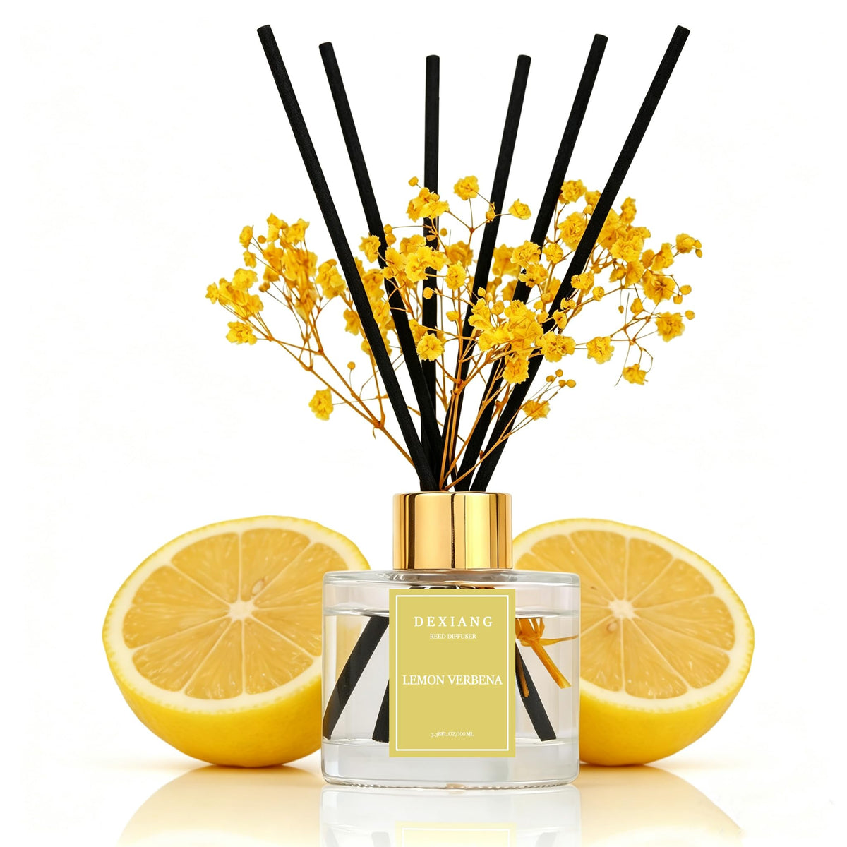 Reed Diffuser Set,3.38 fl oz (100 ml) - Lemon Verbena Oil Diffusers with 6 Reed Sticks for Bathroom Shelf Decor