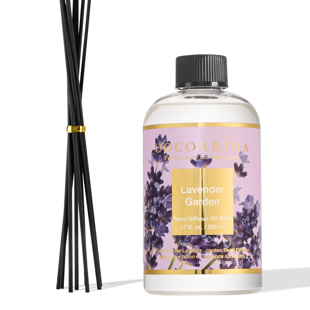Cocorrína Reed Diffuser Refill Clean Linen 17oz (500ml) with 8 Rattan Sticks - Premium Long-Lasting Scented Oil, Home Fragrance for Bedroom, Bathroom Home Decor
