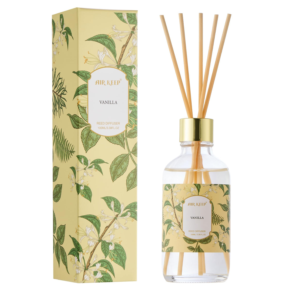 Airkeep Reed Diffuser Oil Set with Reed Sticks, Clean Linen Aromatherapy Oil Scent Diffuser for Home Office Bathroom Decoration Perfume and Gifts 3.38 oz/100ml