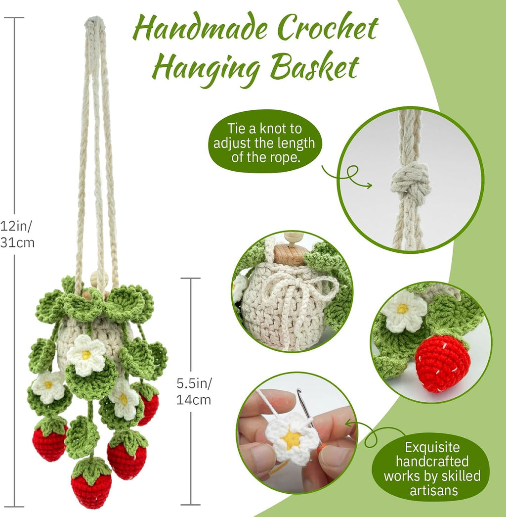 Crochet Car Air Freshener,15ml Diffuser Bottle with Strawberry Plant
