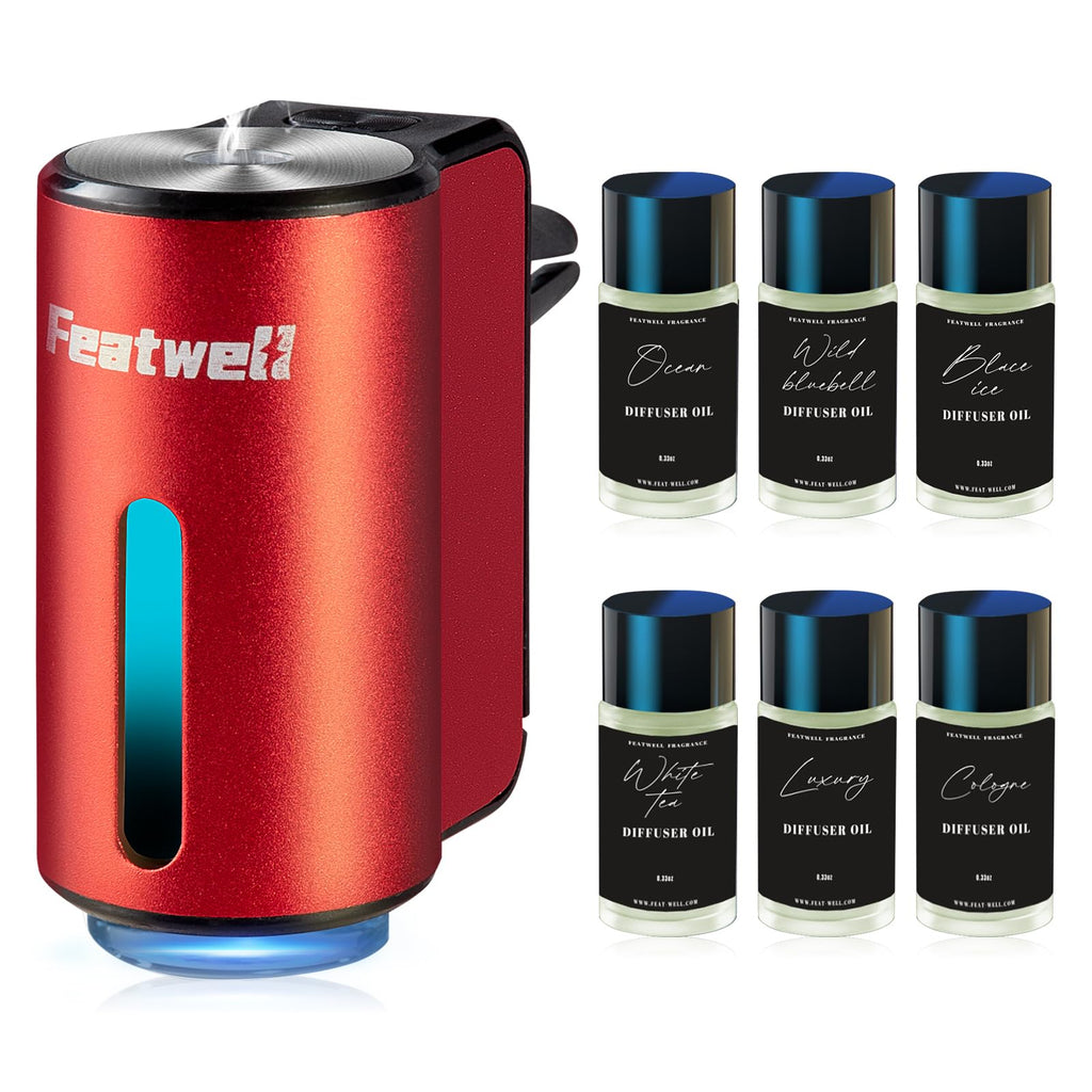 Featwell Car Air Freshener, Three Adjustable Modes Intelligent Car Aroma Diffuser, Rechargeable Car Aroma Diffuser, Black