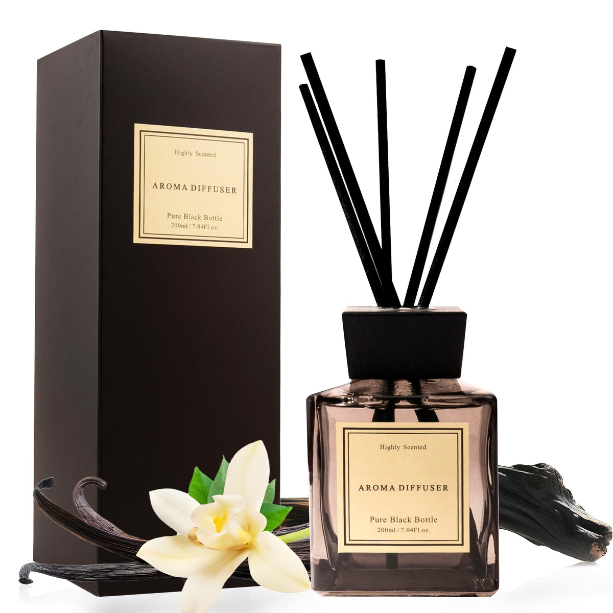 XEPTLE Hotel Colletion Reed Diffuser, Clean White Floral Fragrance with Bergamot & Warm White Musk, Air Freshener, Home Fragrance Diffuser with 5 Reeds for Bedroom Bathroom Office Décor, 7.04oz, Green
