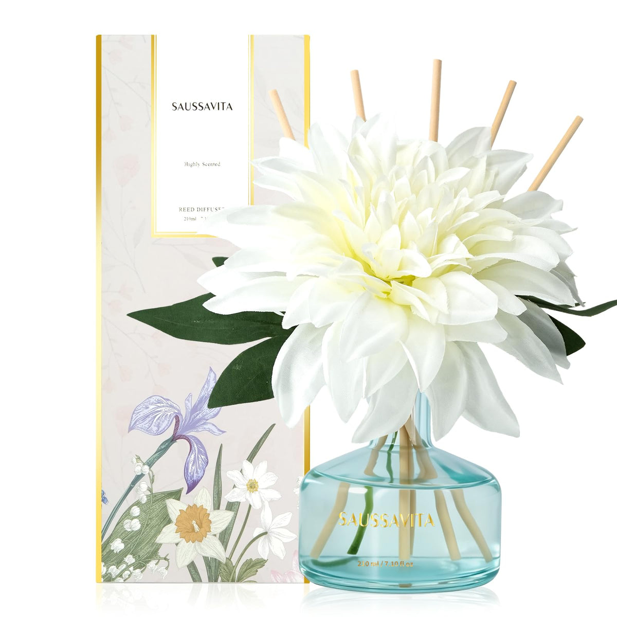 Reed Diffusers Set, 7.10 oz Flower Scented Diffuser with 7 Sticks, Long Lasting Home Fragrance for 120 Days, Perfect for Bathroom, Shelf Decor, Air Fresheners