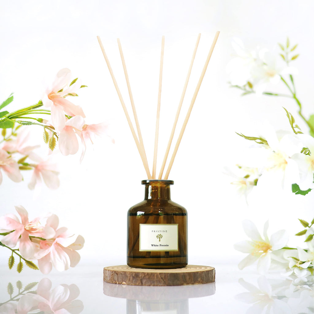 PRISTINE Lily & Jasmine Reed Diffusers for Home & Bathroom | Refreshing Lily of Valley & Jasmine Room Fragrance Reed Diffuser, Oil & Room Diffusers with Reeds Stick Set | Home Fragrance Scent Diffuser