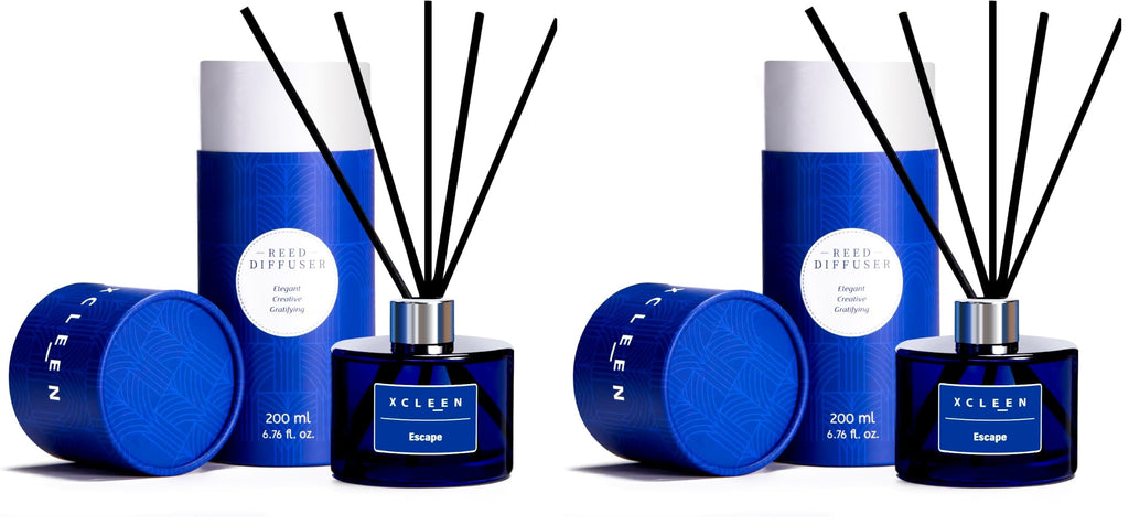 Xcleen Reed Diffusers Set, 3.7 Oz Scent Diffuser, 6 Reed Diffuser Sticks, Home Fragrance Hyacinth, Peony & Citrus, Aromatherapy Oil Diffuser Reeds, More Masculine Scent, Bathroom & Office Decor 110ml