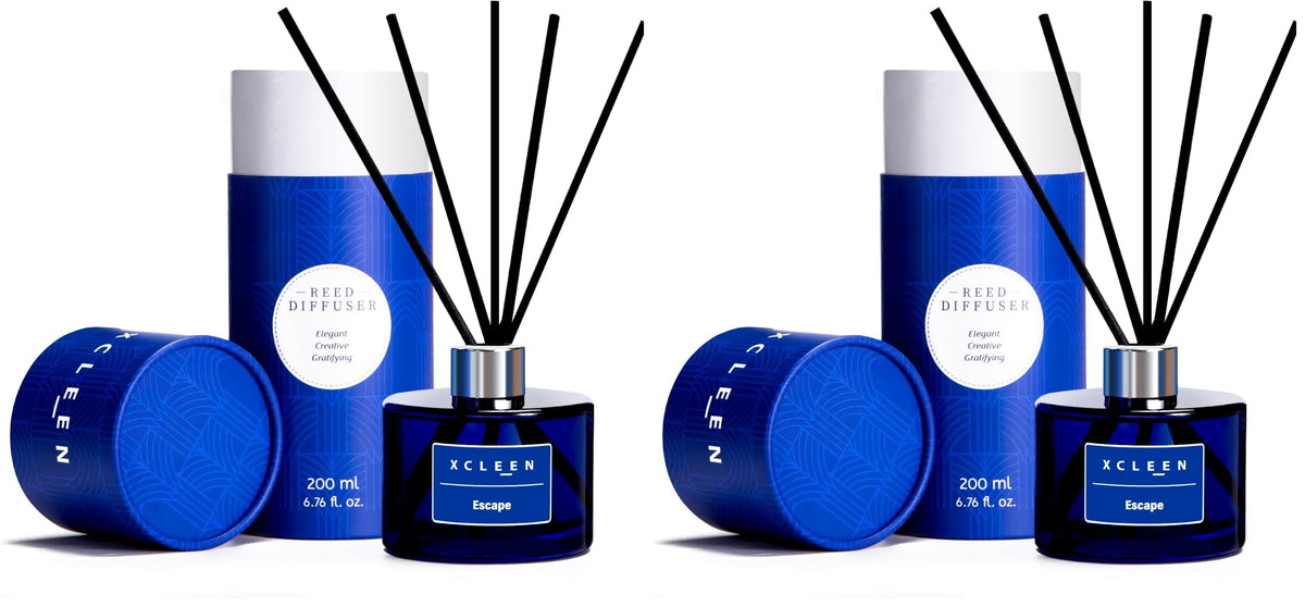Xcleen Reed Diffusers Set, 3.7 Oz Scent Diffuser, 6 Reed Diffuser Sticks, Home Fragrance Hyacinth, Peony & Citrus, Aromatherapy Oil Diffuser Reeds, More Masculine Scent, Bathroom & Office Decor 110ml