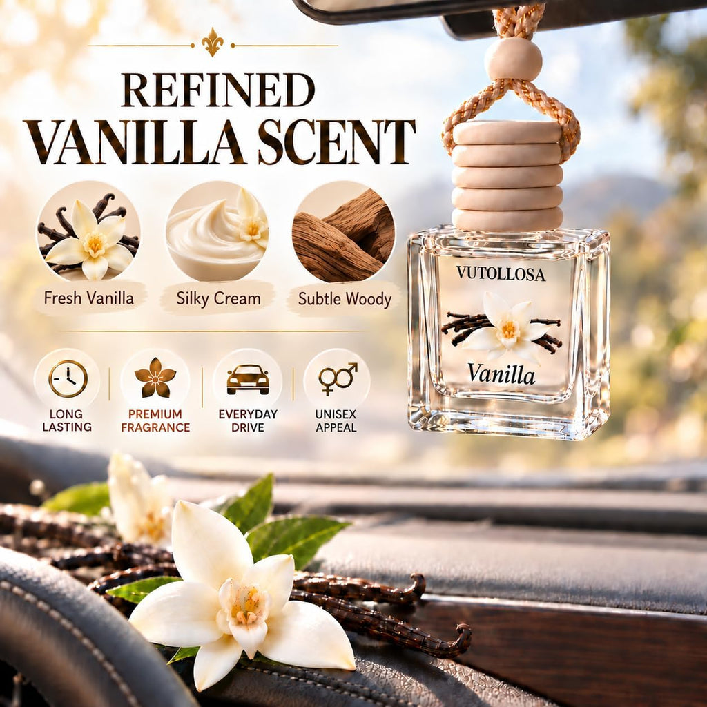 Car Air Freshener Hanging Vanilla 2 Pack,Essential Oils Diffuser Car Scents Decor Air Freshener,Long-Lasting Cute Car Accessories for Women & Men