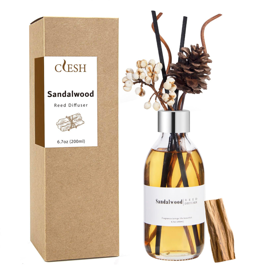 Clesh Reed Diffuser Set, 6.7 oz Eucalyptus Scented Diffuser with Sticks, Home Fragrance Reed Diffuser for Bathroom Shelf Decor