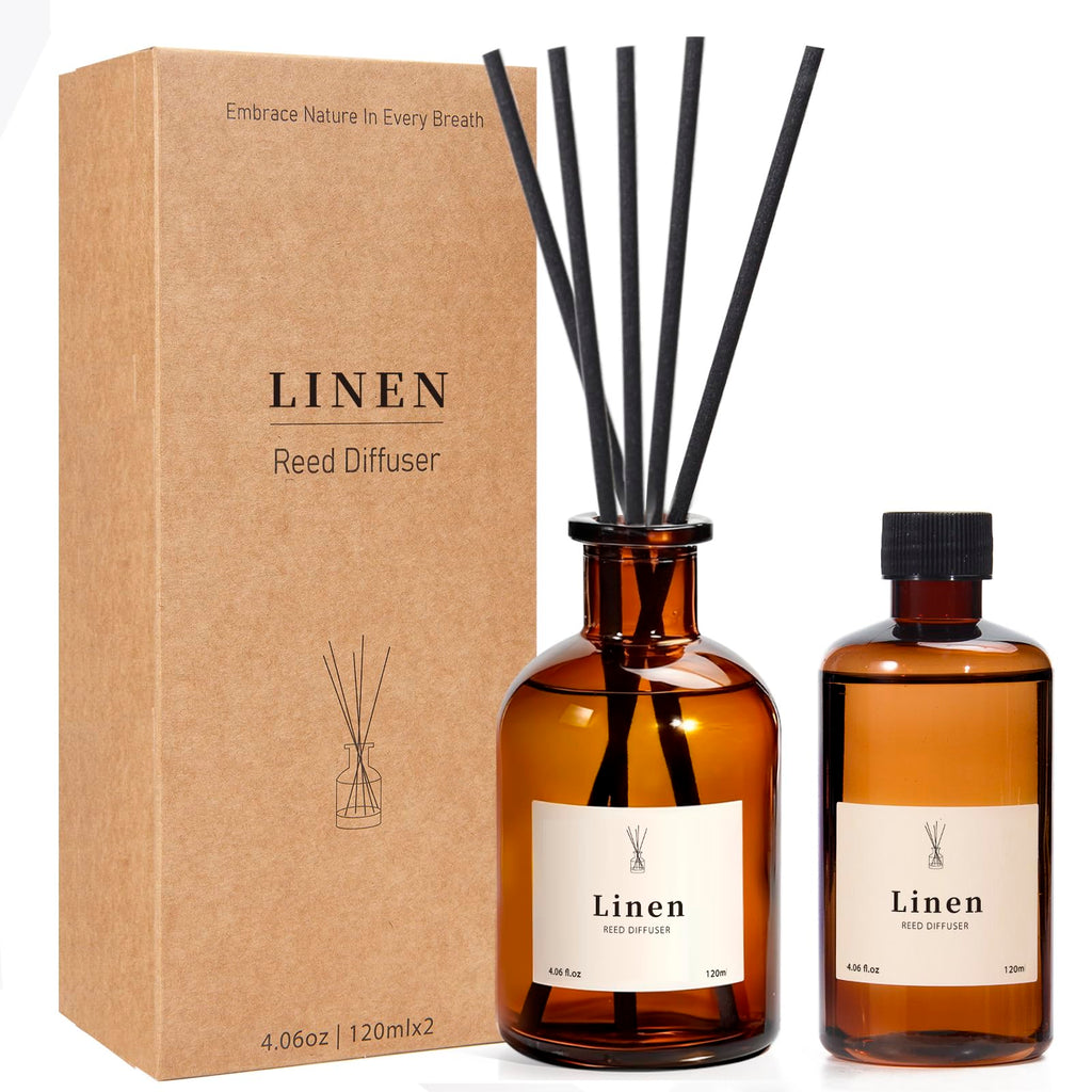 Reed Diffuser Set, 8.12 fl.oz Eucalyptus Scented Diffuser with Sticks, Up to 120 Days, Home Fragrance Reed Diffuser for Bathroom Shelf Decor & Room Freshener, 2 Pack