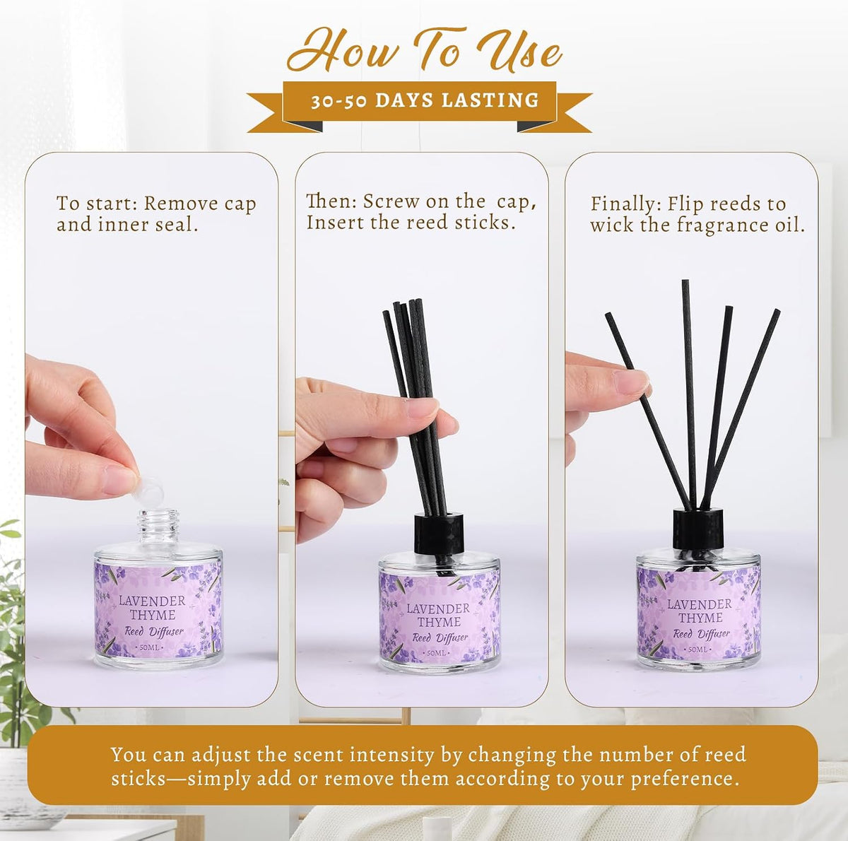 6 Pack Reed Diffuser Set, 10.14 Oz Reed Diffusers for Home with 30 Sticks