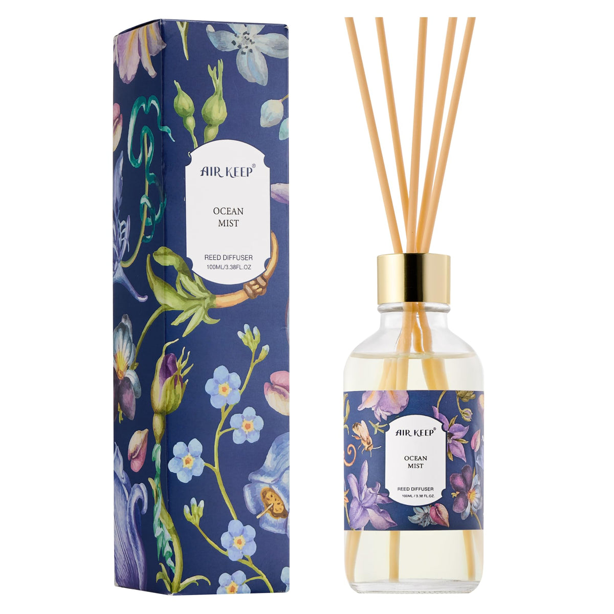 Airkeep Reed Diffuser Oil Set with Reed Sticks, Clean Linen Aromatherapy Oil Scent Diffuser for Home Office Bathroom Decoration Perfume and Gifts 3.38 oz/100ml