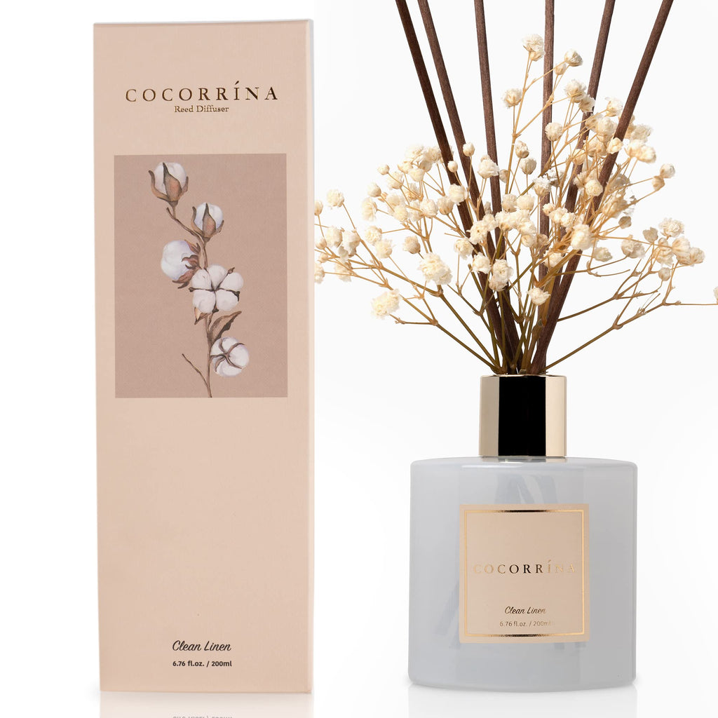 Cocorrína Reed Diffuser Sets- Eucalyptus & Moss Scented Diffuser with Sticks Home Fragrance Reed Diffuser for Bathroom Shelf Decor