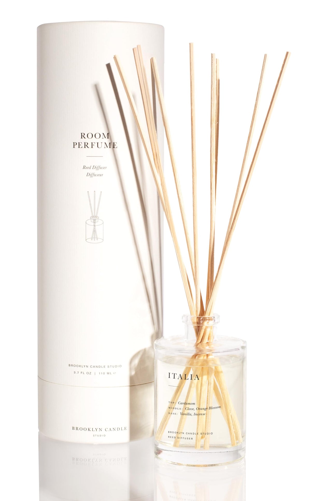 Brooklyn Candle Studio Reed Scent Diffuser - Palo Santo - Relaxing Oil Diffuser, Cedar, Eucalyptus & Sandalwood Fragrance, 8 Rattan Diffuser Reeds, Clean Ingredients - 3.7oz