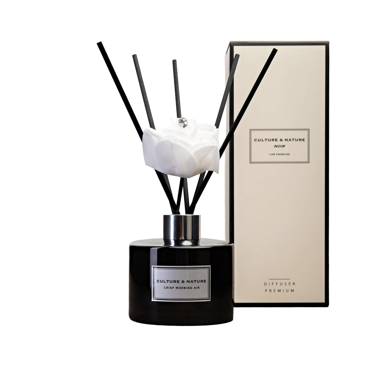 CULTURE & NATURE Reed Diffuser Set 6.7oz (200ml) Clean Cotton Scented Diffuser with Sticks Home Fragrance Reed Diffuser for Bathroom Shelf Decor