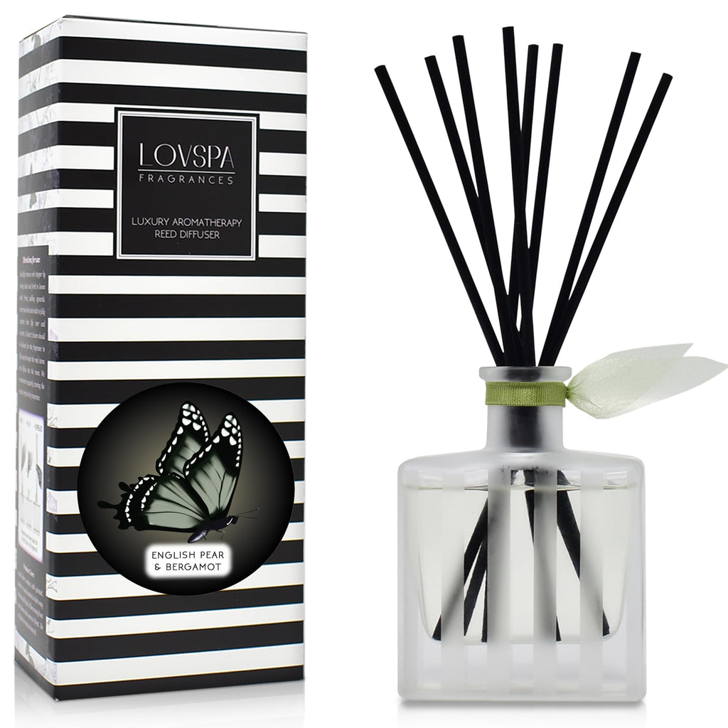 Reed Diffuser Set, Pumpkin Vanilla Chai Scented Oil Diffuser with Sticks, Home Fragrance Accessories for Bathroom Shelf Decor, Aroma Diffusers for Home or Office Fall Decor, USA Made