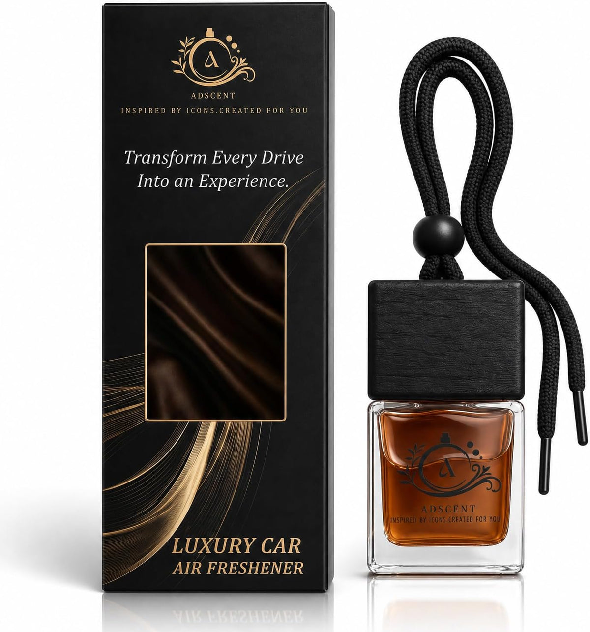 Leather Cream Luxury Car Air Freshener, Hanging Glass Bottle Diffuser, Leather + Vanilla Cream Fragrance, Long-Lasting Up to 45–60 Days, Made in Canada
