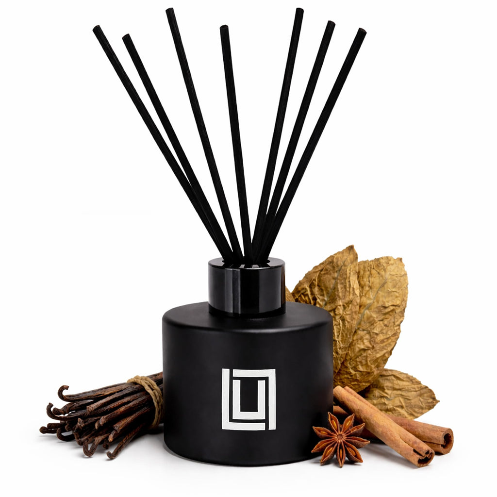 Lulu Candles | Reed Diffuser Set | Jasmine, Oud & Sandalwood | 6 Reed Sticks | Scent Diffuser for Bedroom Bathroom Living Room & Office - 4.2 FL Oz.