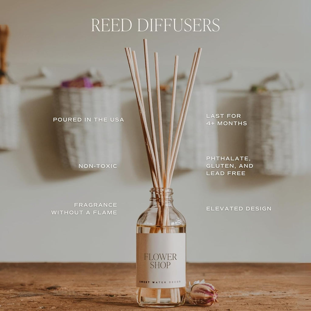 Sweet Water Decor Farmhouse Amber Reed Diffuser Set, Fall Scent, 3.5 fl oz