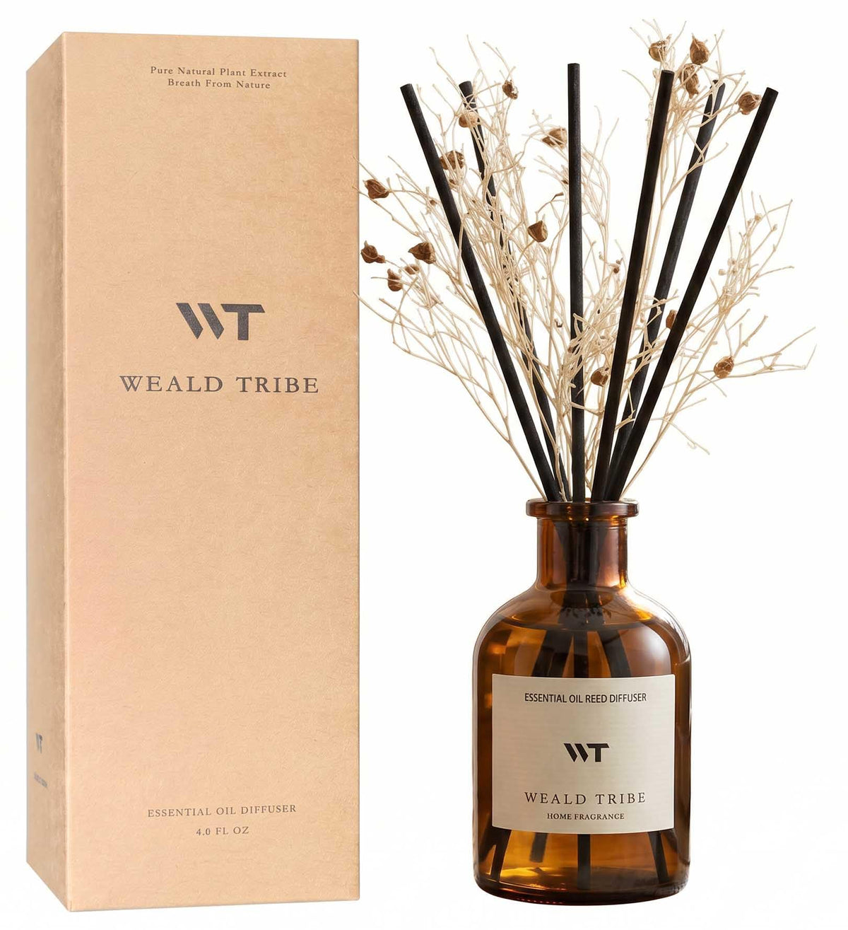 WEALD TRIBE Flower Reed Diffuser Set Vanilla Cinnamon Scent for Bathroom Air Fresheners | 4.0 fl oz Fragrance Oils with Sticks Home Fragrance Defusers | House Bedroom Office Shelf Decor & Gift