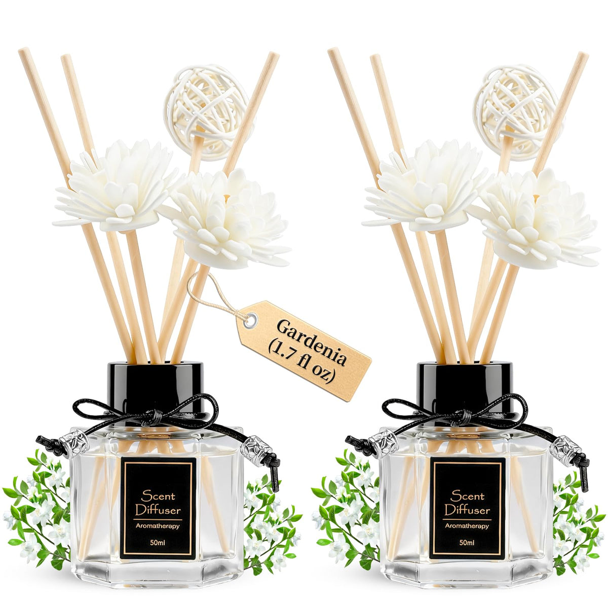 TonJin 2PCS Lavender Reed Diffuser Set 1.7 fl oz with 6 Scent Sticks, Calming Essential Oil Diffuser Sticks for Home, Relaxing Home Fragrance for Bedroom & Bathroom, Natural Non-Toxic Air Freshener