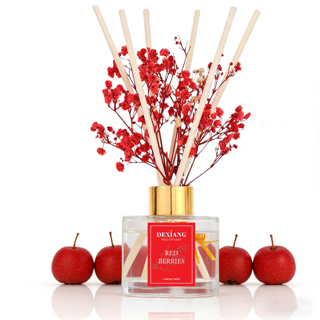 Reed Diffuser Set,3.38 fl oz (100 ml) - Lemon Verbena Oil Diffusers with 6 Reed Sticks for Bathroom Shelf Decor