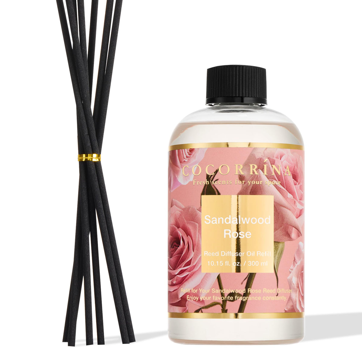 Cocorrína Reed Diffuser Refill Clean Linen 17oz (500ml) with 8 Rattan Sticks - Premium Long-Lasting Scented Oil, Home Fragrance for Bedroom, Bathroom Home Decor