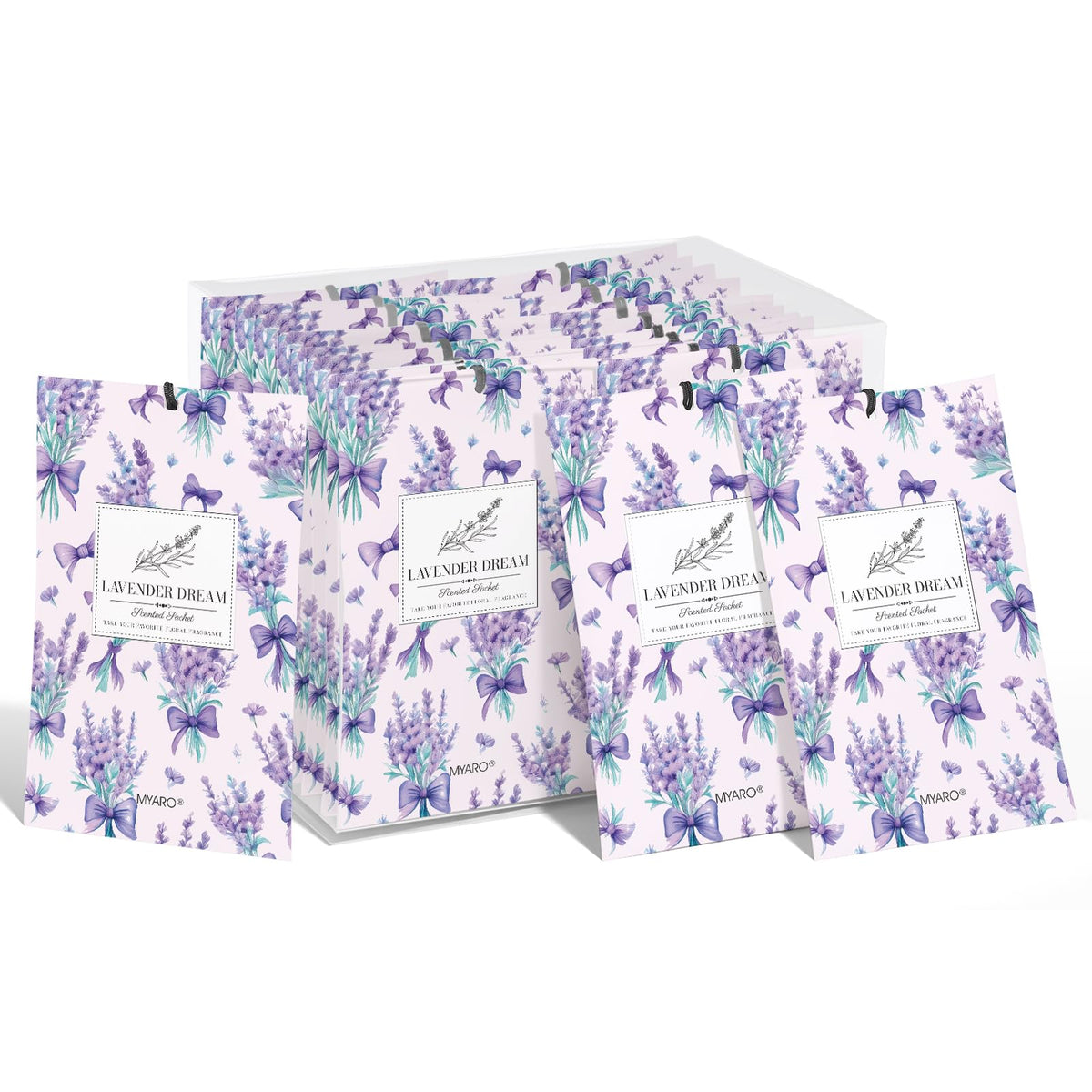 MYARO 12 Pack Fresh Linen Scented Sachets, Closet Deodorizer Car Freshener