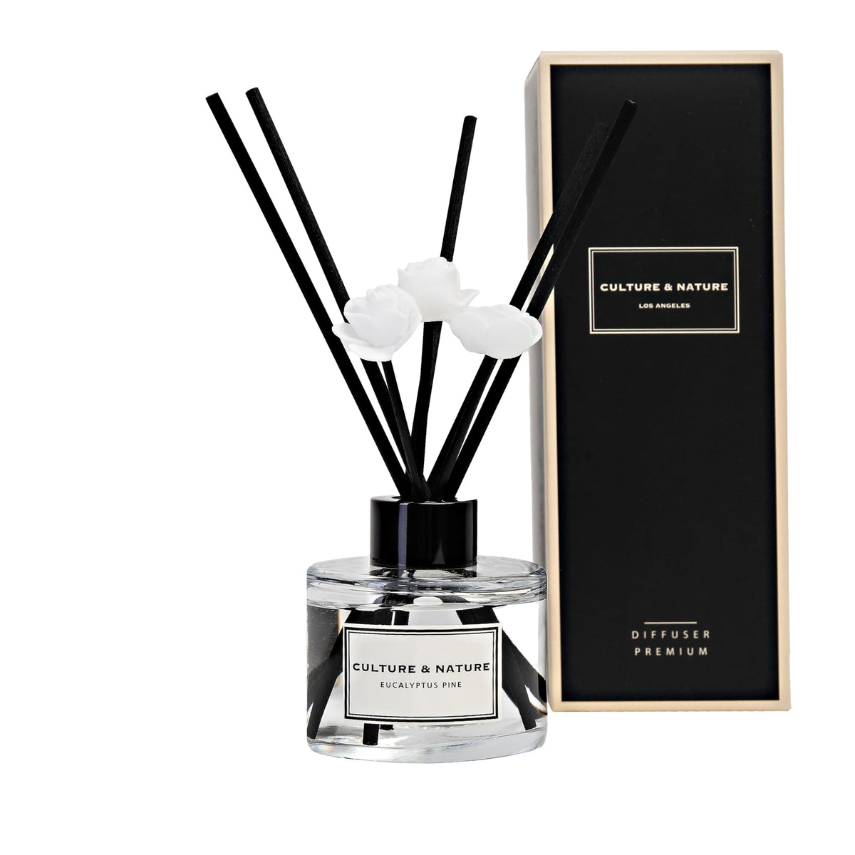 CULTURE & NATURE Reed Diffuser Set 6.7oz (200ml) Black Rose Scented Diffuser with Sticks Home Fragrance Reed Diffuser for Bathroom Shelf Decor