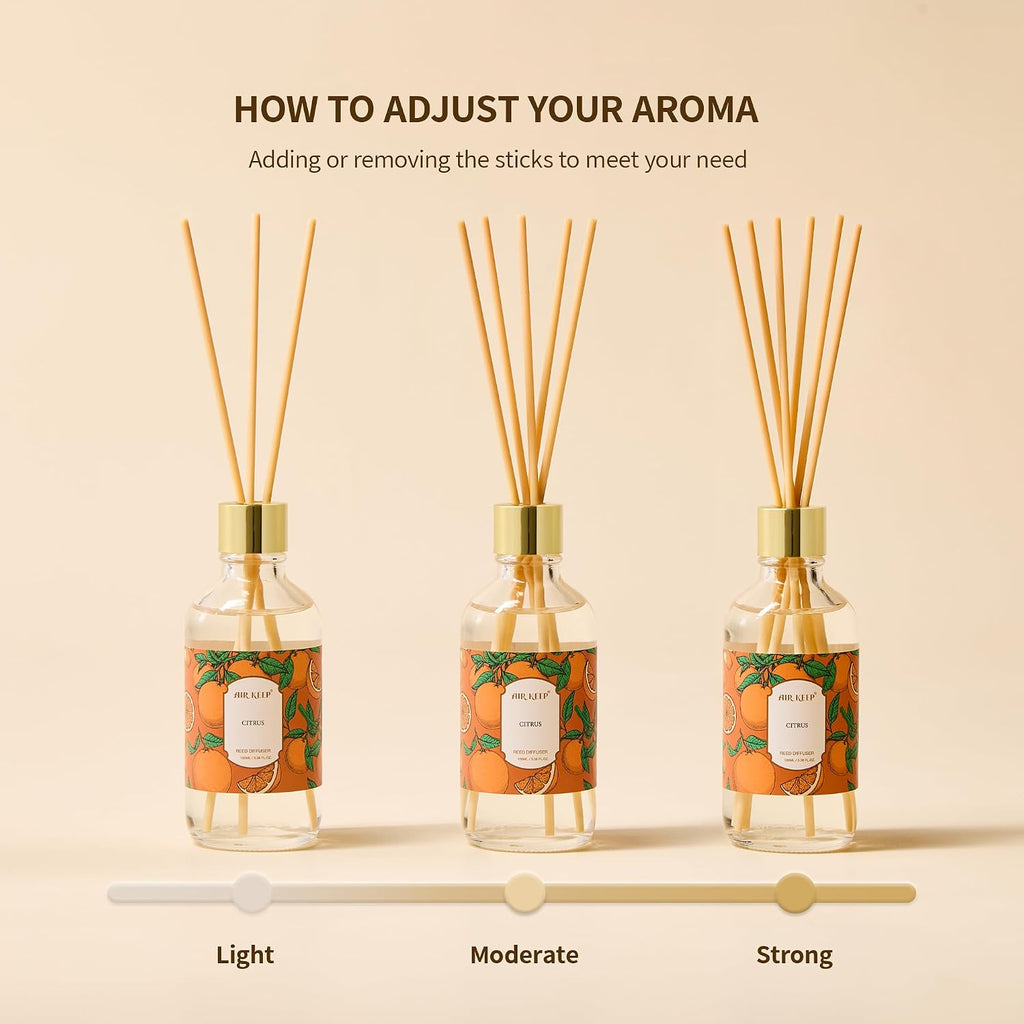 Airkeep Reed Diffuser Oil Set with Reed Sticks, Clean Linen Aromatherapy Oil Scent Diffuser for Home Office Bathroom Decoration Perfume and Gifts 3.38 oz/100ml