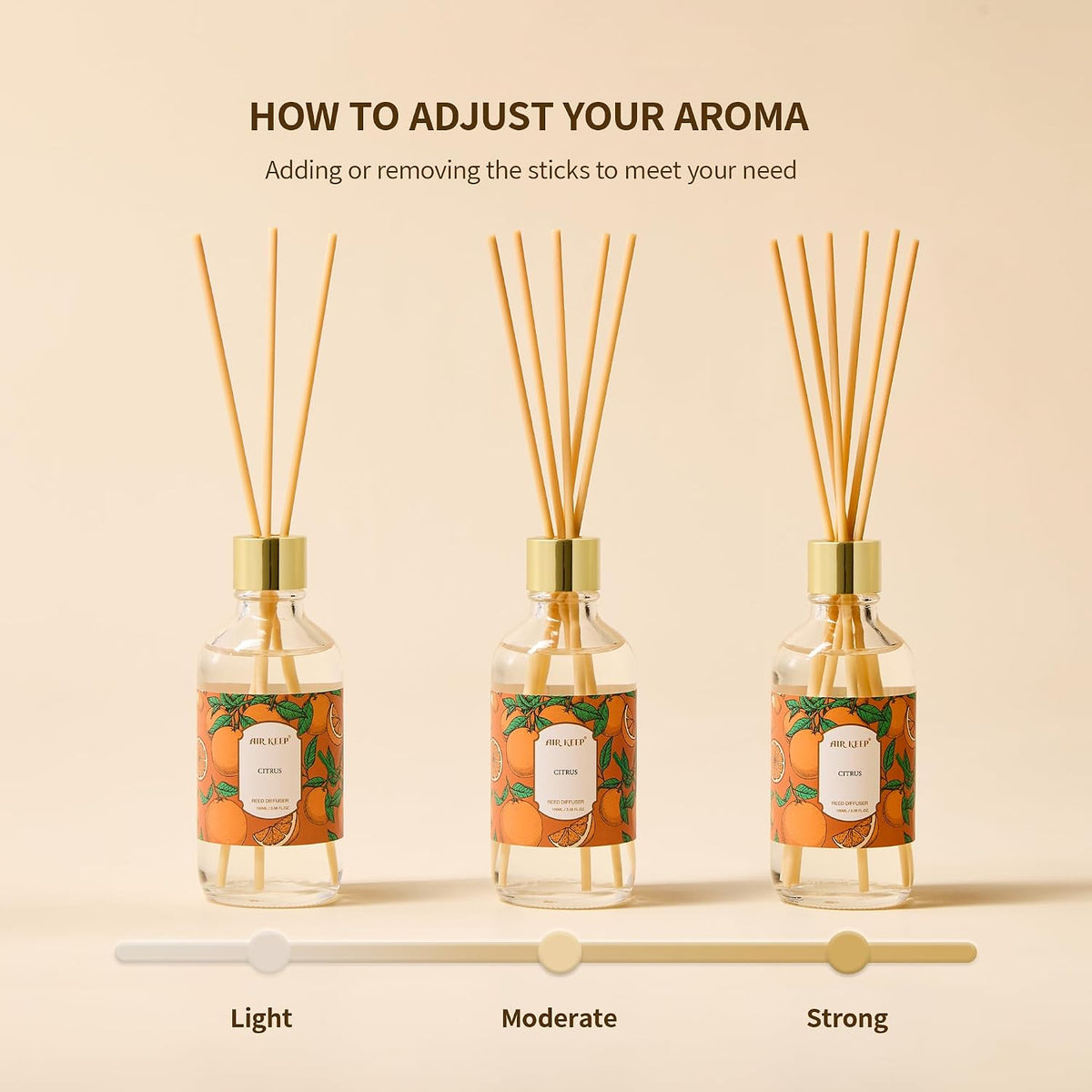 Airkeep Reed Diffuser Oil Set with Reed Sticks, Clean Linen Aromatherapy Oil Scent Diffuser for Home Office Bathroom Decoration Perfume and Gifts 3.38 oz/100ml