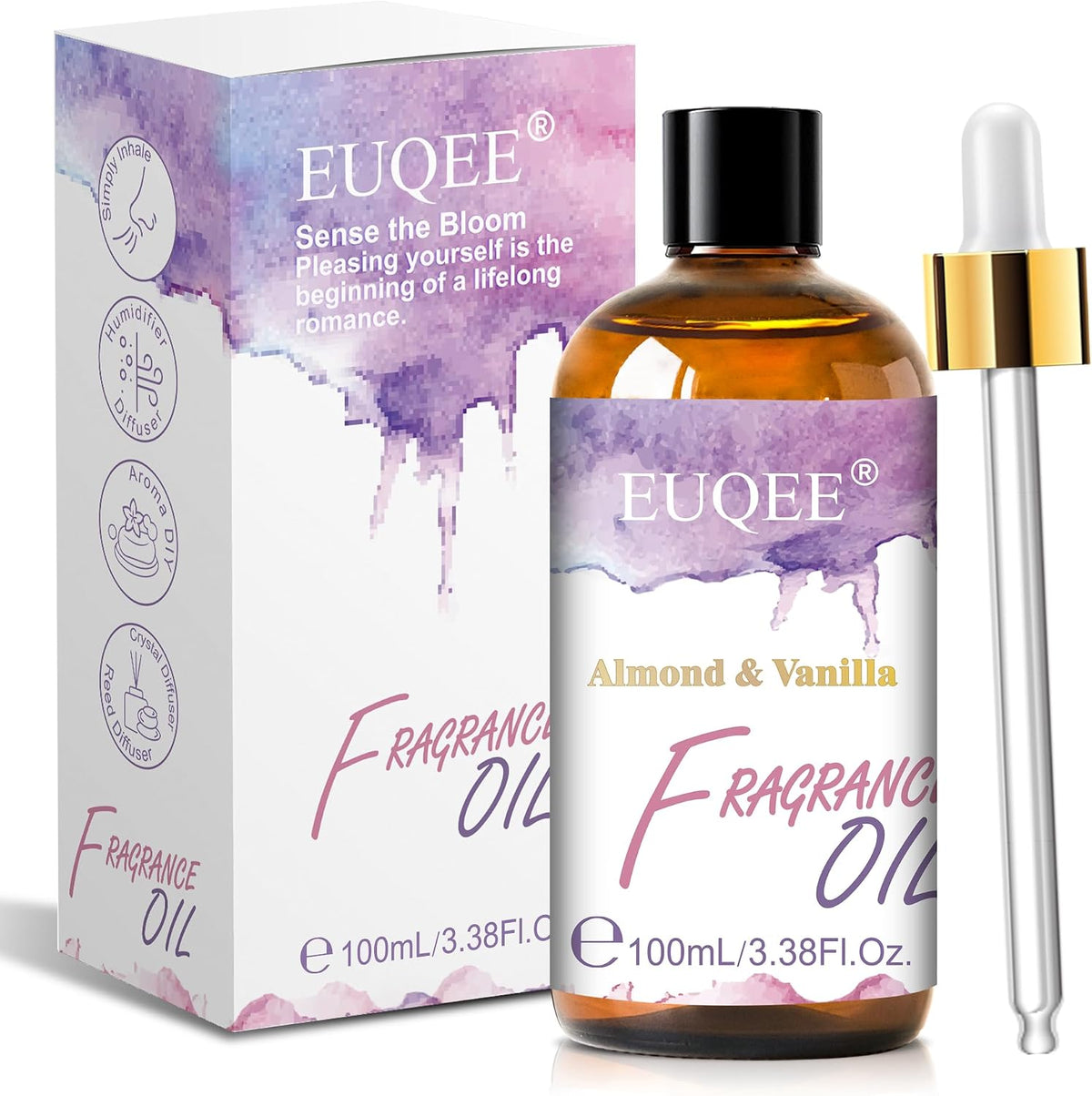 EUQEE Almond & Vanilla Fragrance Oil, 3.38 Fl oz/ 100ml