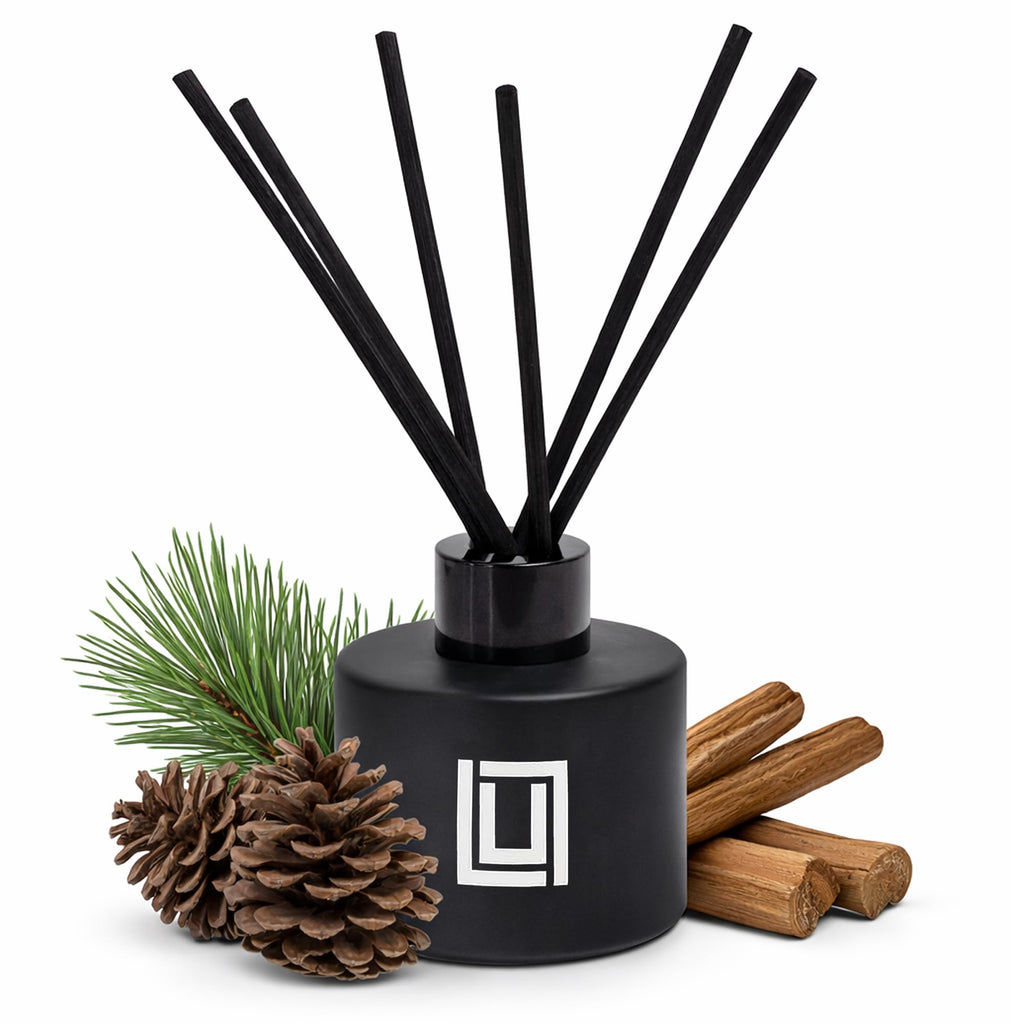 Lulu Candles | Reed Diffuser Set | Jasmine, Oud & Sandalwood | 6 Reed Sticks | Scent Diffuser for Bedroom Bathroom Living Room & Office - 4.2 FL Oz.
