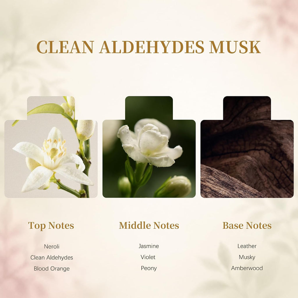 Airkeep Flower Reed Diffusers Set, 5.07 oz Clean Aldehydes Musk Scented Oil Diffuser with 8 Reed Sticks, Home Fragrance Diffuser Gift Set for Bathroom & Office Decor 150ml