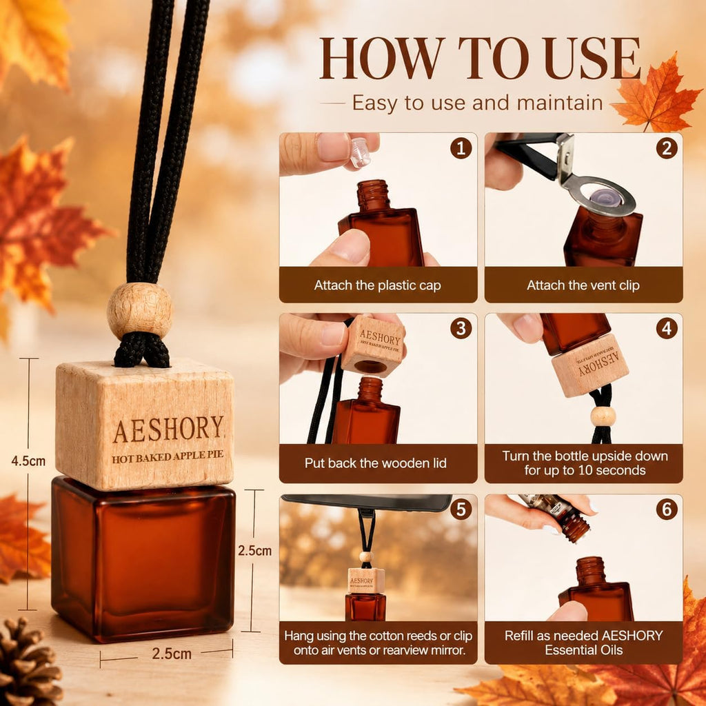 Aeshory 3 Pack Hanging Car Air Freshener, Cozy Autumn Scents, Long Lasting Essential Oil Diffuser, Odor Eliminator, Elegant Car Decor, Ideal Gift for Fall & Daily Use