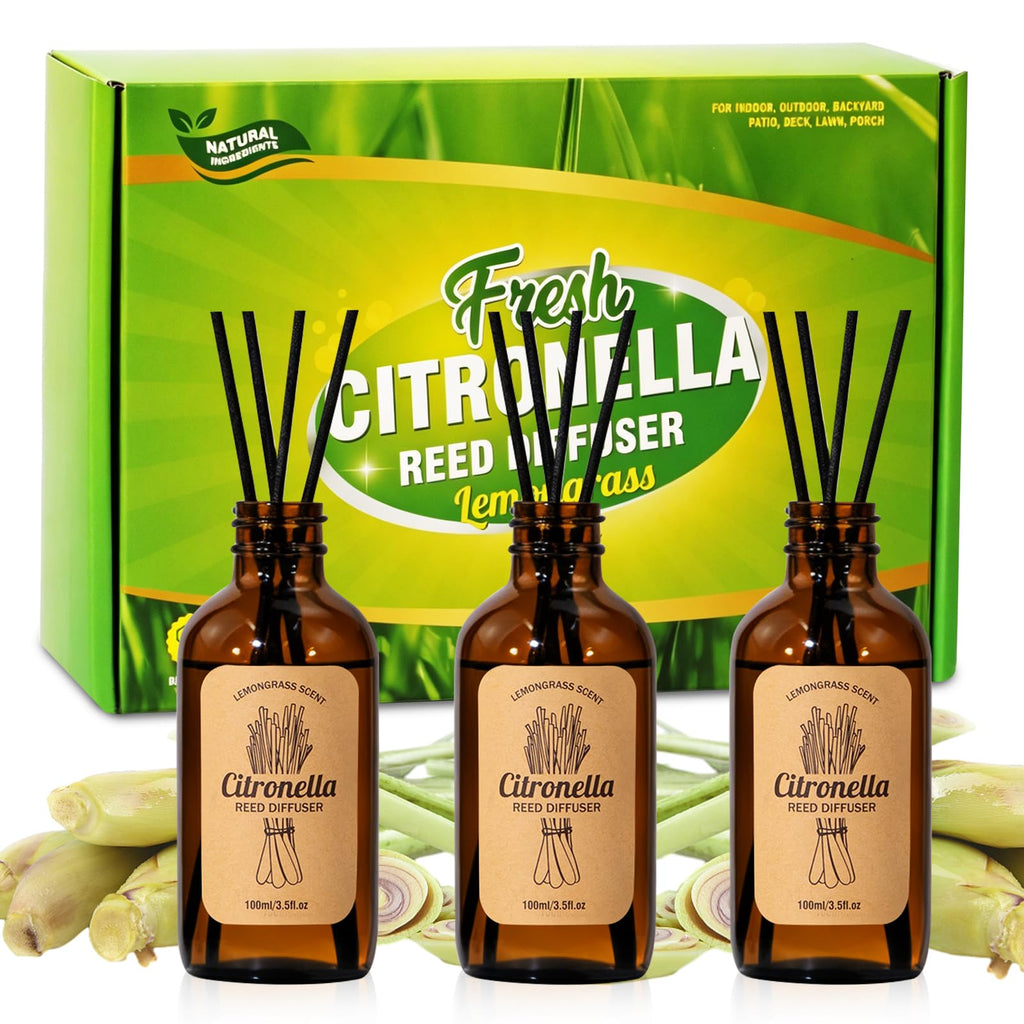 SCENTORINI Lemongrass Reed Diffuser Set with 12 Sticks for Summer, 10 oz