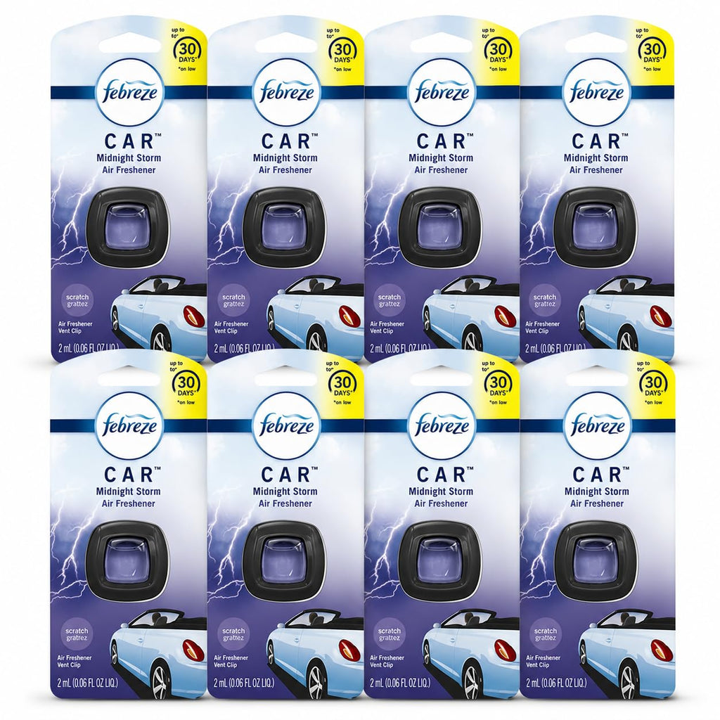 Febreze Car Air Freshener Vent Clip Platinum Ice Scent, .07 oz. Car Vent Clip, Pack of 4