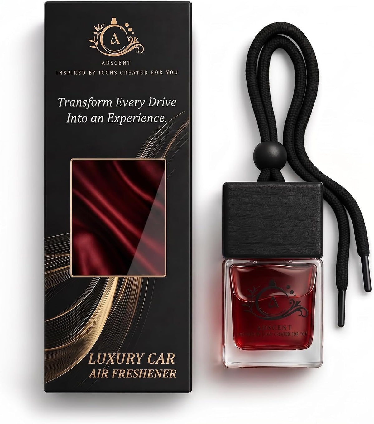 Roug-540 Luxury Car Air Freshener – Premium Hanging Diffuser, Long-Lasting Fragrance Oil, Elegant Glass Bottle with Leather Cap, Car Perfume for Men & Women (Up to 45 Days Freshness)