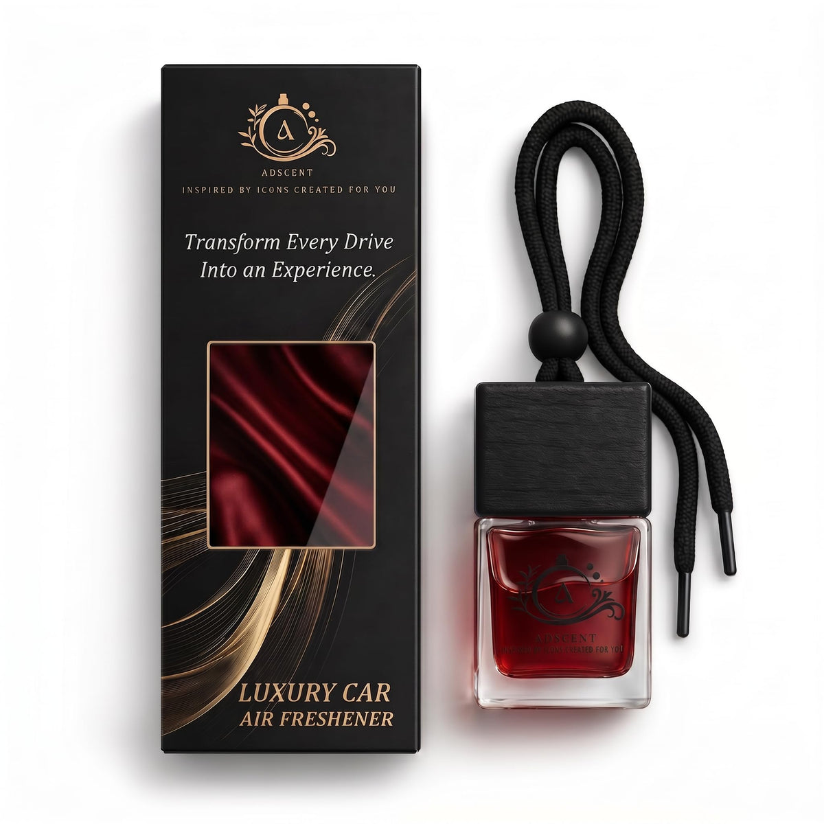 Roug-540 Luxury Car Air Freshener – Premium Hanging Diffuser, Long-Lasting Fragrance Oil, Elegant Glass Bottle with Leather Cap, Car Perfume for Men & Women (Up to 45 Days Freshness)