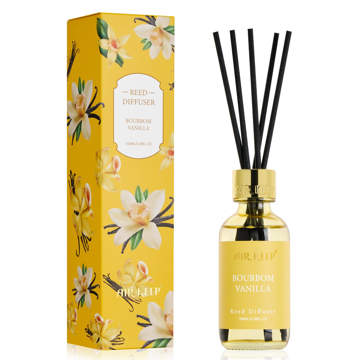 Airkeep Reed Diffuser Oil Set with Reed Sticks, Clean Linen Aromatherapy Oil Scent Diffuser for Home Office Bathroom Decoration Perfume and Gifts 3.38 oz/100ml