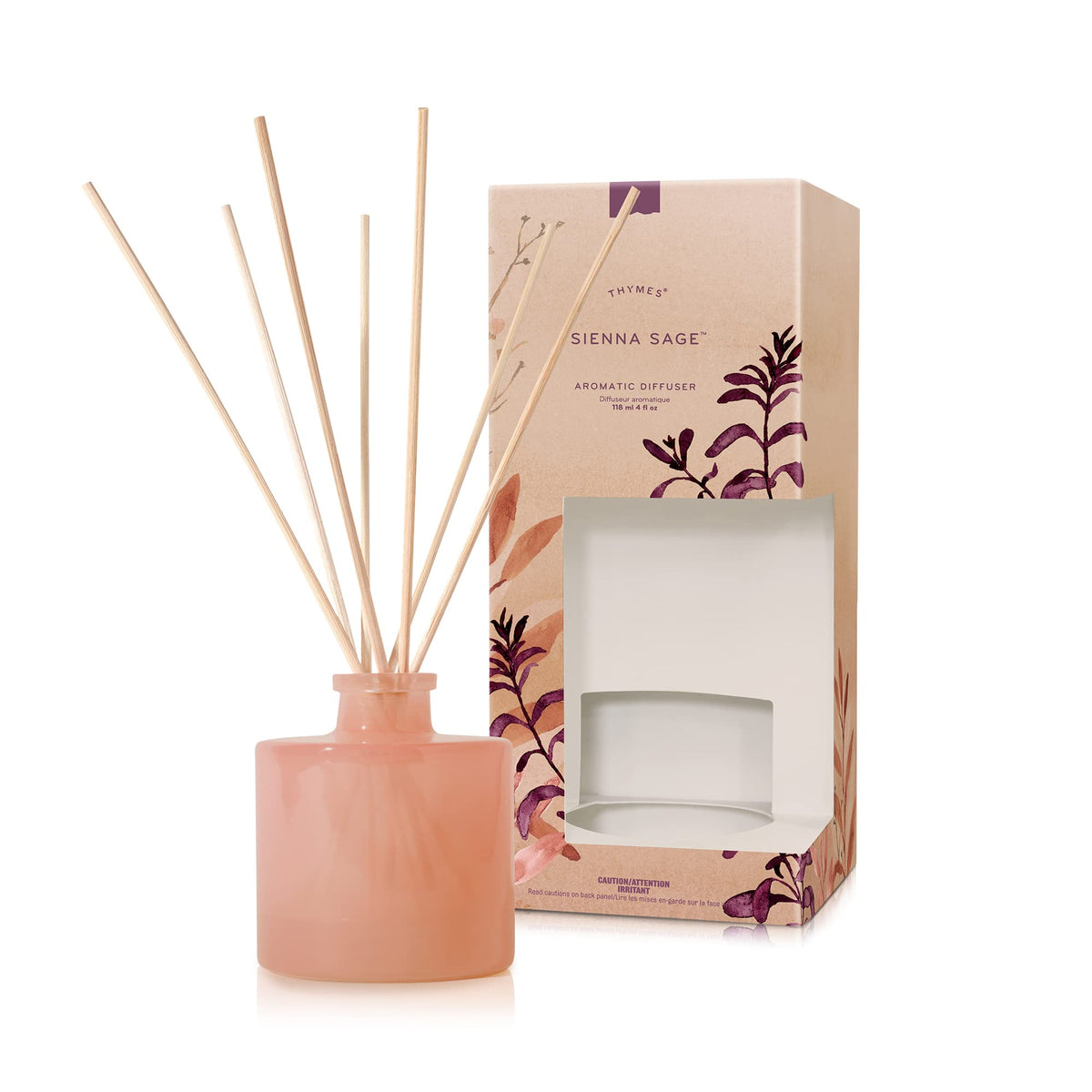 Thymes Petite Oil Reed Diffuser Set – Includes Reeds, Fragrance Oil & Glass Bottle – Luxury Scent Diffusers for Home Decor –Fresh Evergreen, Smoky Wood & Golden Amber (Noir Woods, 4 fl oz)