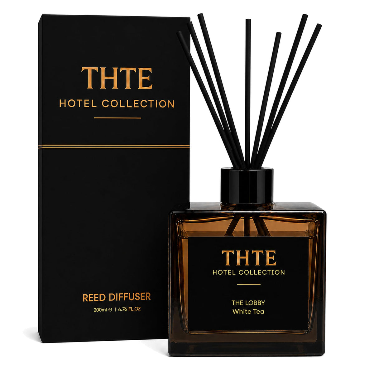 White Tea Reed Diffuser for Home, Airy Clean Hotel-Inspired Scent with Soft Musk, Long-Lasting Home Fragrance with Black Fiber Reeds for Bedroom, Bathroom and Living Room